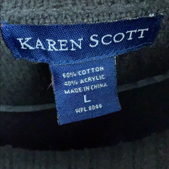 Karen Scott Neck Gray Swoop Neck Sweater - Picture 6 of 6